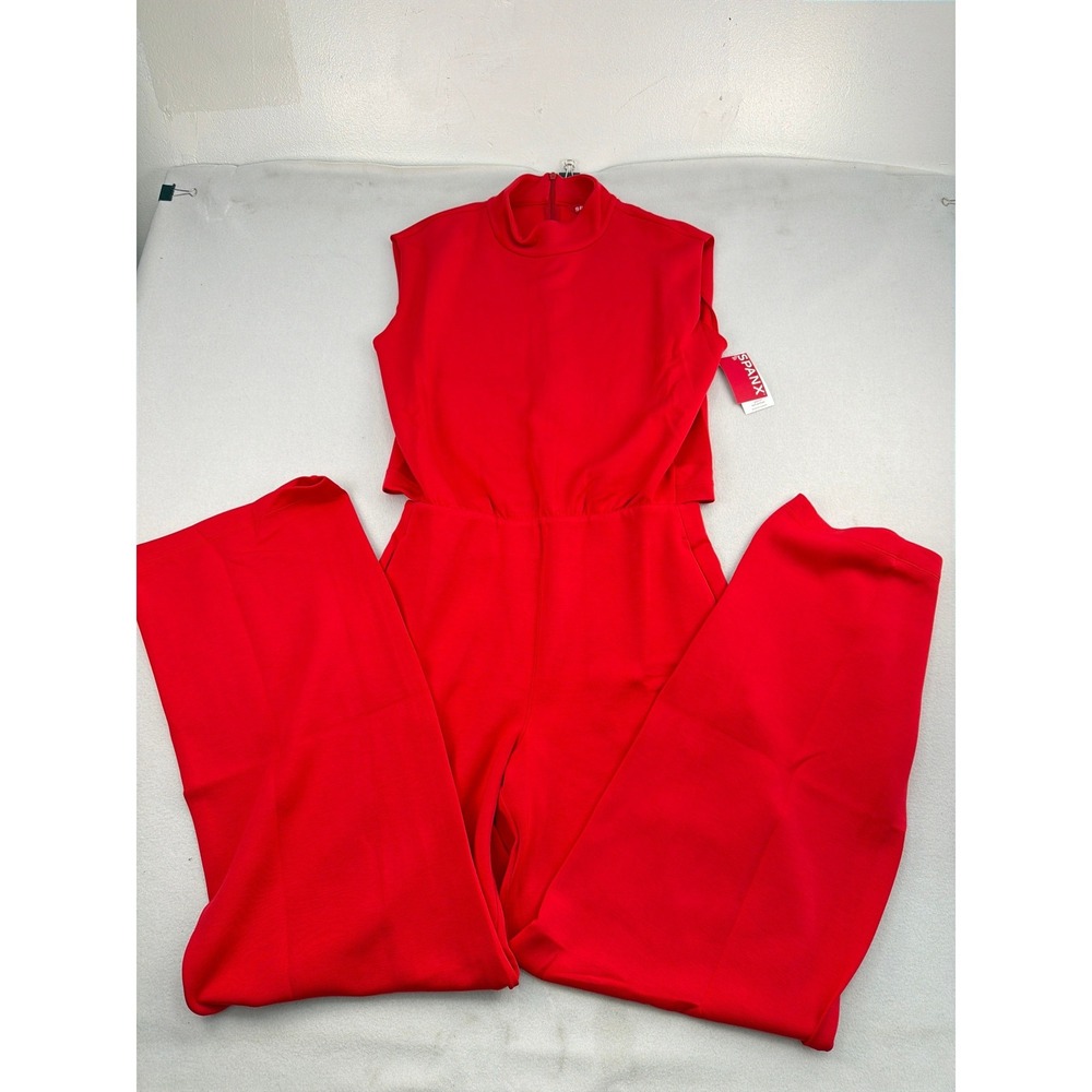 Spanx AirEssentials Sleeveless Mock Neck Jumpsuit Red Medium Tall 21725T
